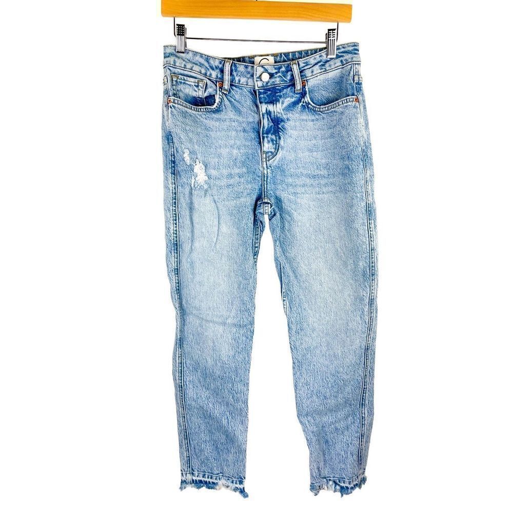 Strom Denim Vintage Straight Leg High Waist Raw Hem Jeans